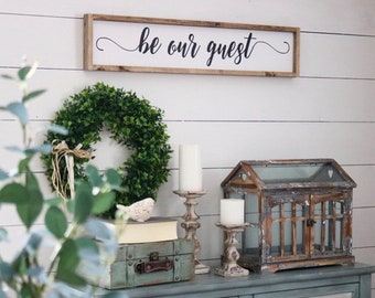 Be Our Guest Wood Sign | Framed Sign | Guest Room Decor | Bedroom Decor | Framed Be Our Guest Sign | Customized Color | Customized Size
