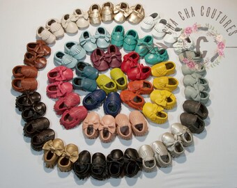 Read Description 100% genuine leather baby moccasins Mocs moccs