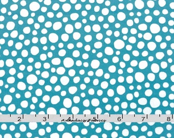 Turquoise Fabric, Michael Miller Little Spots DC5718, Teal Spots and Dots Quilt Fabric, Cotton