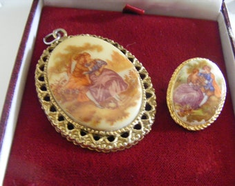 Pretty Vintage Pendant Plus Lovely Vintage Brooch