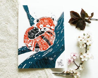 Screen printed - Red Panda