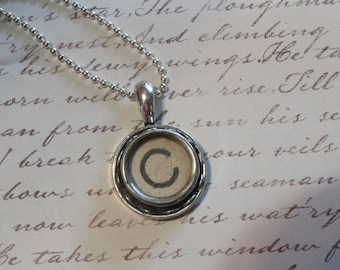 The Letter C Vintage Typewriter Key Pendant Necklace