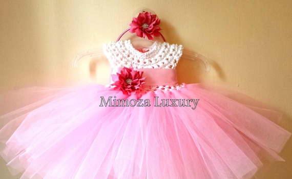 Flower girl dress,baby tutu dress,bridesmaid dress, princess dress, crochet top tulle dress, hand knit top tutu dress