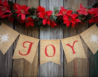 Christmas Banner, JOY Banner, Burlap Christmas Decoration, Burlap Holiday Banner, Holiday Decor, Mantel Decoration, Christmas Garland