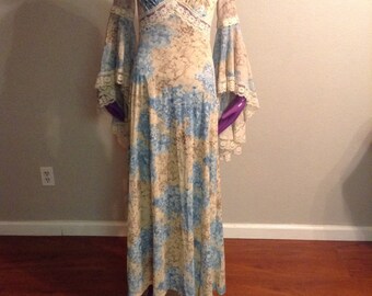 Vintage 1970s hippy dress with bell sleeves