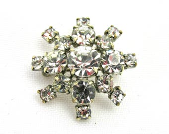 Broche vintage en strass - Bijoux argentés avec strass - France