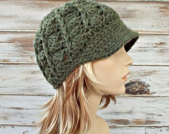 Crochet Hat Womens Hat Green Newsboy Hat - Pippa Swirl Crochet Newsboy Hat in Willow Green Crochet Hat - Green Hat Womens Accessories