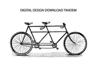 Tandem Vintage Bike Art Digital Download