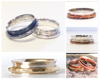 Spinner Ring Fidget Ring Spinning Ring Worry Ring Anxiety Ring Meditation Ring Copper Brass Copper Sterling Silver Spinner Ring