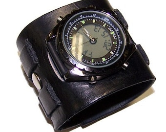 Item 031711 Everyday Cool Wide Leather Watch Cuff - (watch face not included)