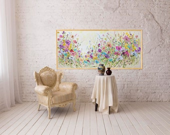 Large Painting Long Narrow Art Long Painting Big Poster Big Painting Extra Large Wall Art Summer Print Poster Original Giclee on Canvas