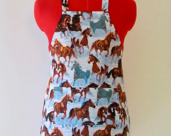 Kids Apron - Horses Childrens Apron - Childs Apron - Kitchen Accessory