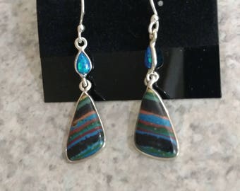 CLEARANCE * Rainbow Calsilica and Opal Earrings