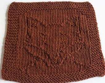 Fox Washcloth, Children's Washcloth, Knit Washcloth, Bathtime Cloth, Woodland Washcloth, Cotton Dishcloth, Kitchen Dishrag