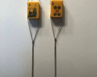 Vintage Mahjong Tile 2-in-1 Earrings