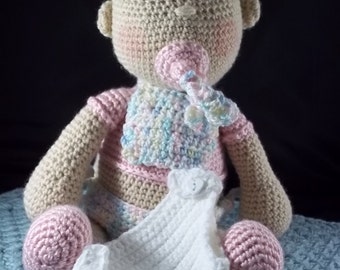 Oh So Cute Baby Doll with Pacifier and Diaper change – Pink/Multi Pastel - FREE SHIPPING