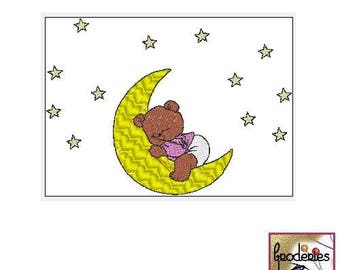 Embroidery file format: baby bedtime Goodnight Teddy