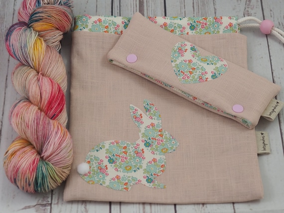 Applique Bunny Sock Knitting Set in Circle of Flowers