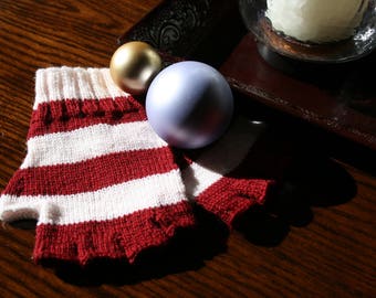 Candy Cane Fingerless Gloves