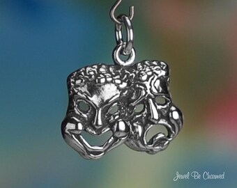 Sterling Silver Comedy and Tragedy Drama Masks Charm Theater Solid 925