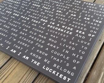 The Luckiest Song Lyrics on canvas, Ben Folds, anniversary gift, first dance, music gifts