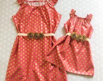 Raspberry and Gold Matching Dresses - Mothers Day Gift - Mommy and Me Outfits - Mother Daughter Dresses - Baby Shower Gift - Raspberry