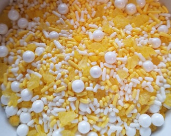 Sunshine Yellow And White Mix SPRINKLES Decorations Cupcakes Cookies