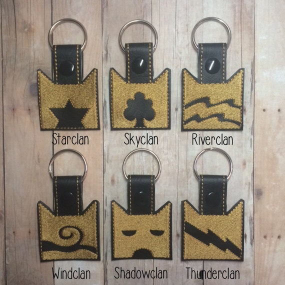 Warriors Cat Clan Custom Embroidered Keychain You choose