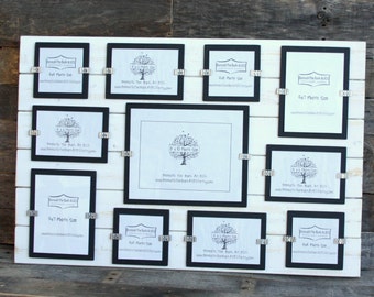 Collage Picture Frame - Distressed Wood - Holds 11 Photos - Various Sizes - White and Black