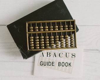 Vintage Miniature Brass Abacus 9 Rod 2/5 Suanpan