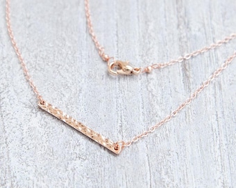 Geometric Layering Necklace, Rose Gold Necklace, Hammered Bar Necklace, Rose Gold Layering Necklace, Geometric Necklace, Rose Gold Jewelry