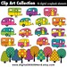 Clip Art - Vintage Campers (46 Digital Scrapbook Elements - PNG & JPG) Retro RVs - Trailer Camping - Summer Vacation - Bright Rainbow Trees