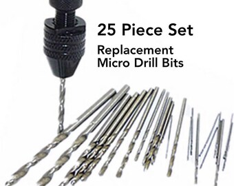 25 Piece Replacement Micro Drill Bits, 0.5mm~3mm (0.019"~0.118")Sizes, Drill Cast Resin, Polymer Clay, Jewelry, Small Precision Drill Bits