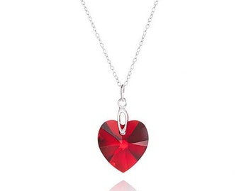 Crystal Heart Pendant Sterling Silver Necklace made with Swarovski® Crystals