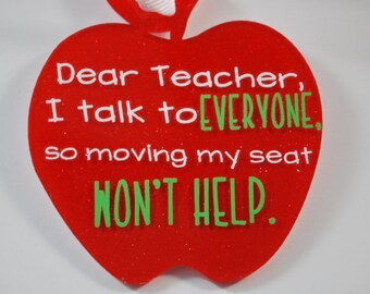 Teacher Ornament - Glitter Apple Moving Seat