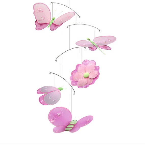 Items similar to Butterfly Mobile Nylon Hanging Butterflies Dragonfly