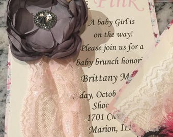 Baby shower invitations with headband