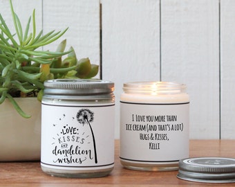 Love Kisses and Dandelion Wishes Candle Gift - Thinking of You Gift | Best Wishes Gift | Celebration Gift | Get Well Gift | Scented Candle