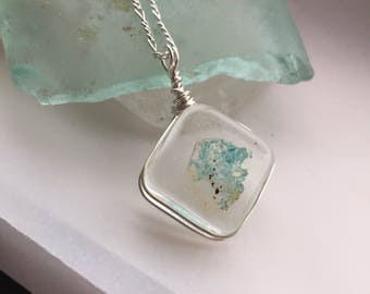 Bonfire seaglass and resin pendant