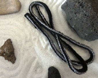 Sporty Boho Knit Cord Headband in Black and Silver