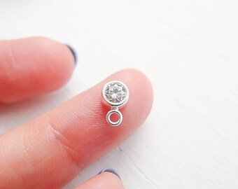 April Birthstone Charm 4mm Clear Crystal Diamond CZ Sterling Silver (CHSKB4APR)