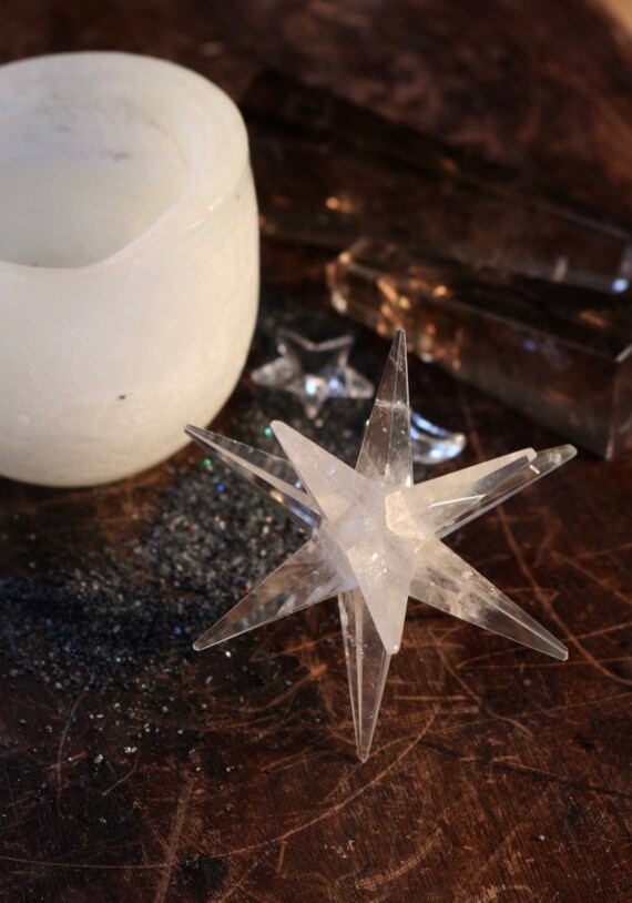 Large Clear Quartz 12 Point Star, Clear Quartz Merkaba, Clear Quartz Crystal Star, Polished Clear Quartz, 12 Point Crystal Star, Reiki