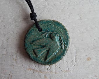 Ceramic pendant "Bird", handmade jewelry, ceramics Raku, gift, ethnos, mascot, for needlework, ceramic beads, Celtic,ancient,historical,clay