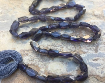 Iolite Rectangle Beads, Faceted Iolite Rectangle Beads, (brick beads) 14 inch strand