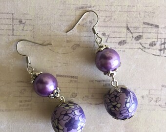Handmade earrings "Purple pearl"