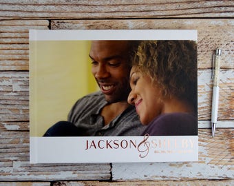 Real Gold Foil Wedding Guest Book Photo Book Photobook Rose Gold Foil Copper Foil Photo Guestbook Photo Guest Book Personalized GB209