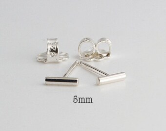 5mm Tiny Bars, Silver Bar Earrings, Bar Studs, Sterling Studs, Handmade Studs, Bar Studs Silver Stick, Everyday Earrings, 5 x 1.3mm