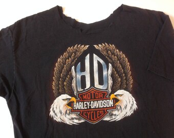 Vintage 80s / 90s Harley Davidson crew and eagle print tee / Cincinnati / biker