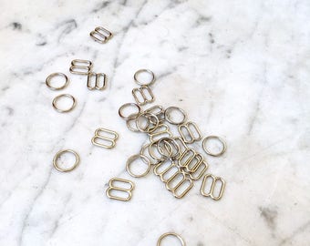 4 pieces – 8mm – of Silver plated bra rings & sliders – for bra and swimwear making