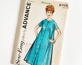 Shop SALE Vintage 1960s Womens Size 16 Maternity Dress Advance Sewing Pattern 2717 FACTORY Folds / b36 w28